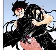 Tanjiro in his demon form as seen in the Demon Slayer manga (Image via Koyoharu Gotouge)